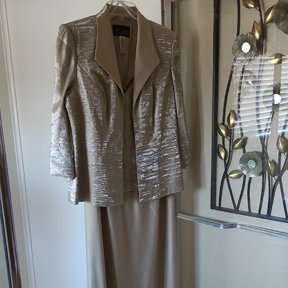 Alex Elegant Taupe Gown and Jacket